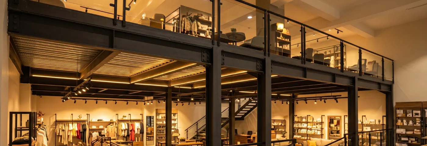 Commercial mezzanine floor structural system