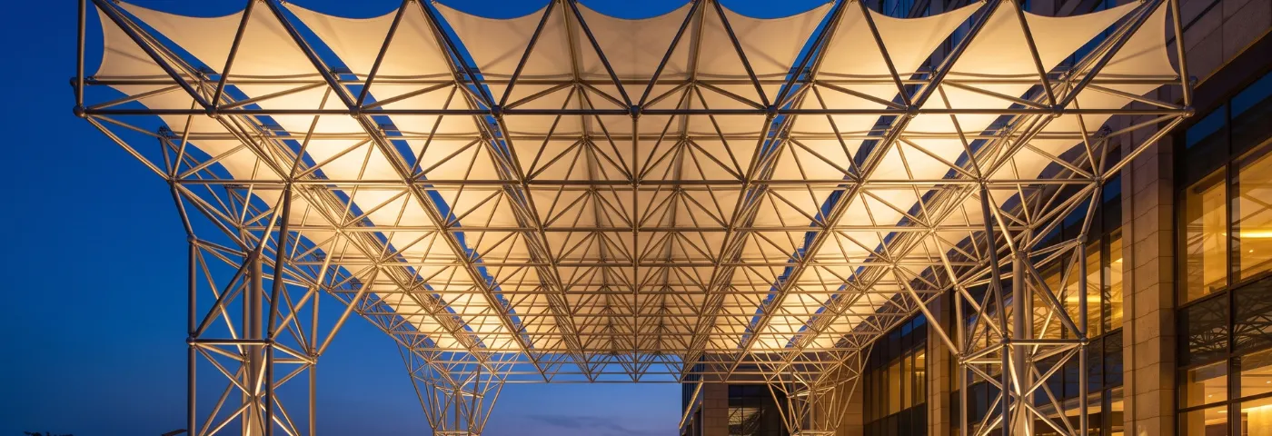 Hexagonal space-frame commercial canopy structure